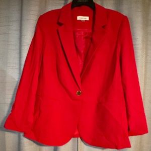 Red Calvin Klein Single Breasted Blazer